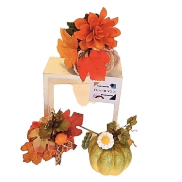 Hand Crafted crochet farmhouse fall decor harvest faux pumpkins upcycled holiday - Picture 1 of 16